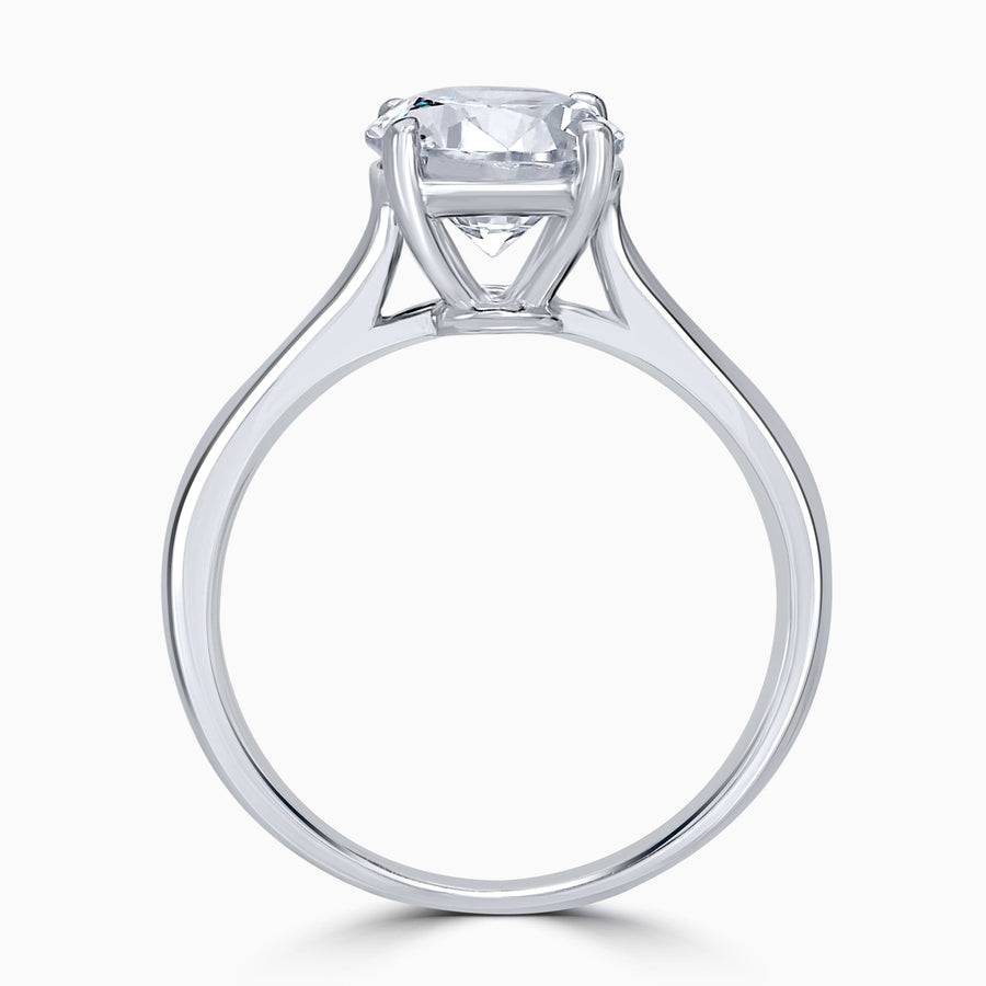 Simulated Diamond 2ct. Round Brilliant Unique Sterling Silver Ring