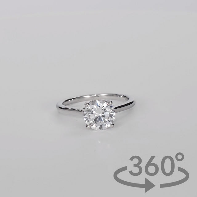 Simulated Diamond 2ct. Round Brilliant Unique Sterling Silver Ring