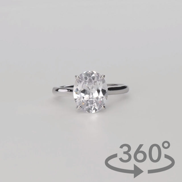Simulated Diamond 3ct. Oval Brilliant Sterling Silver Ring