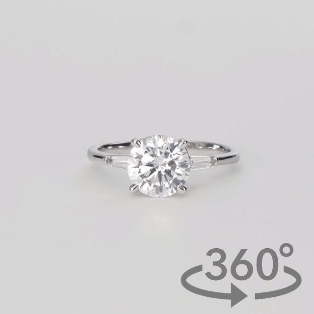 Simulated Diamond 2ct. Round Brilliant Exquisite Sterling Silver Ring