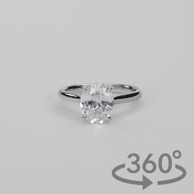 Simulated Diamond 2ct. Oval Brilliant Simple Sterling Silver Ring