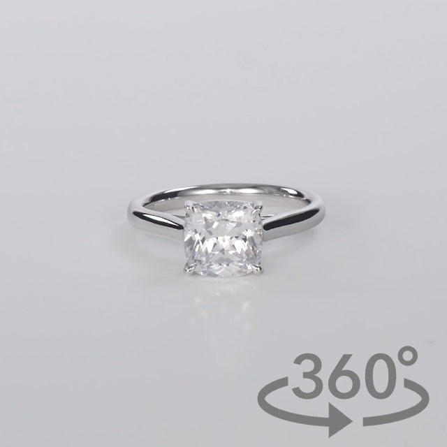 Simulated Diamond 2ct. Cushion Brilliant Sterling Silver Ring