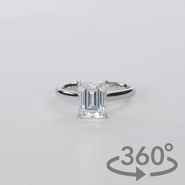 Simulated Diamond 2ct. Radiant Brilliant Sterling Silver Ring