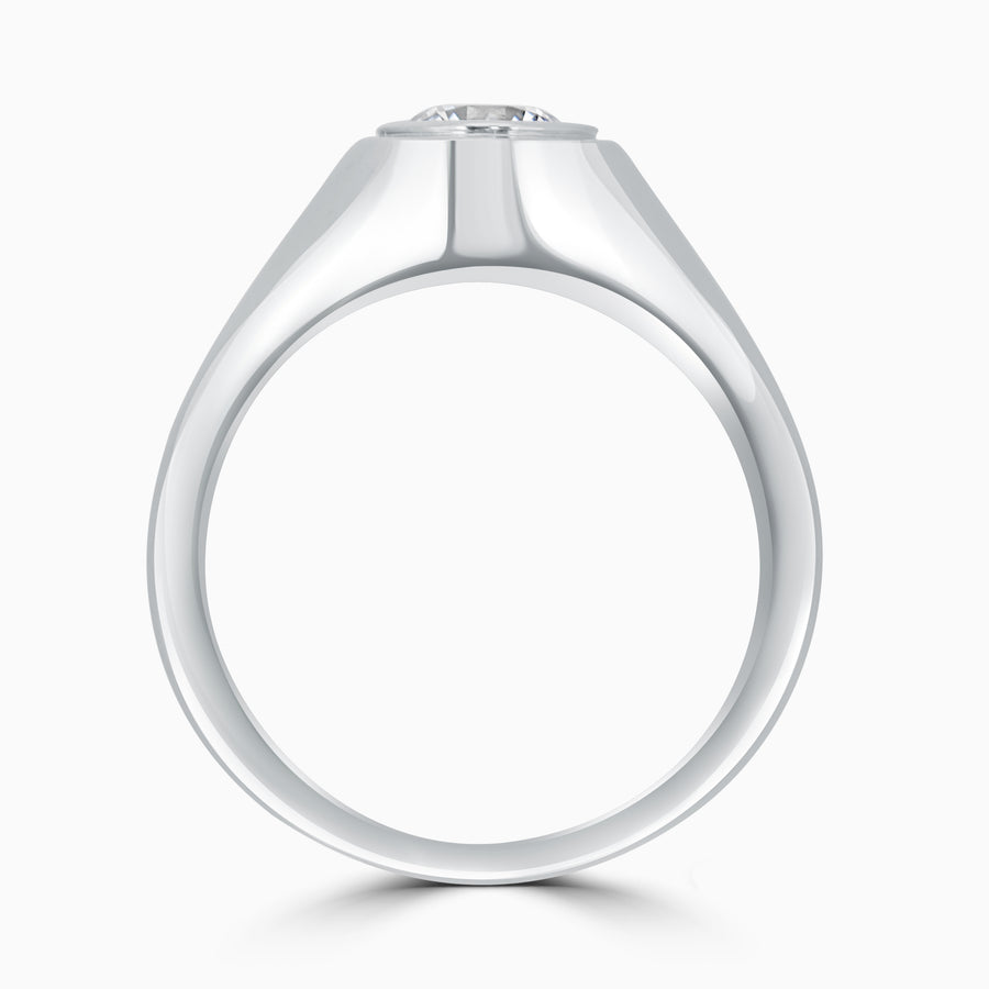 Simulated Diamond 1 ct. Round Brilliant Sterling Silver Men's Ring