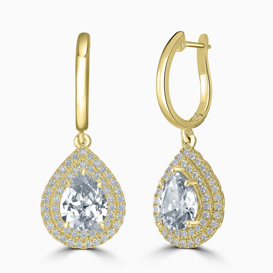 Simulated Diamond 4ct. Pear Brilliant Sterling Silver Earrings