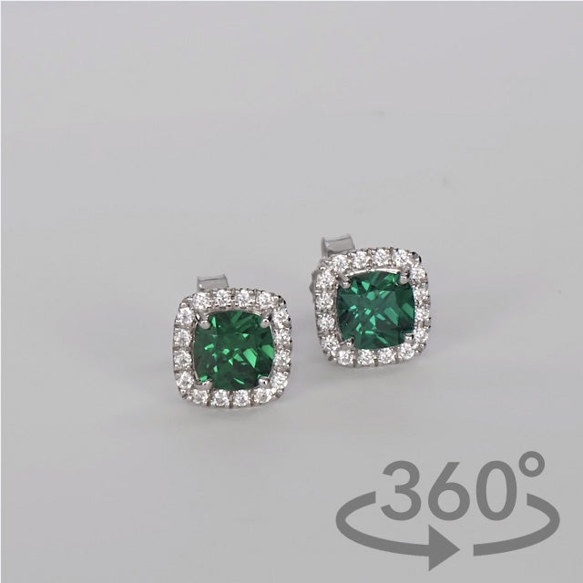 Simulated Diamond 2ct. Cushion Brilliant Sterling Silver Earrings