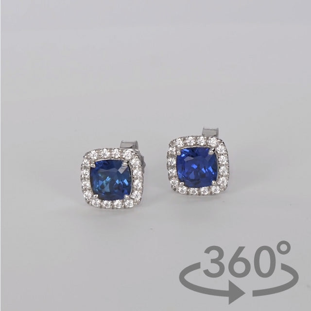Simulated Diamond 2ct. Cushion Brilliant Sterling Silver Earrings