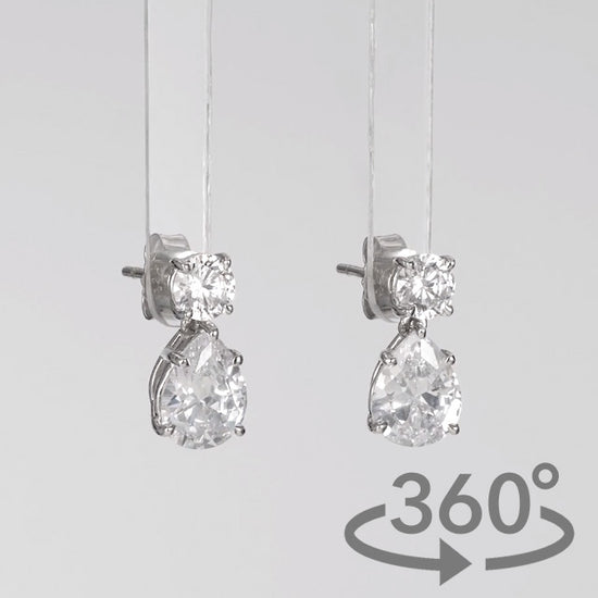 Simulated Diamond 3ct. Pear Brilliant Sterling Silver Drop Earrings