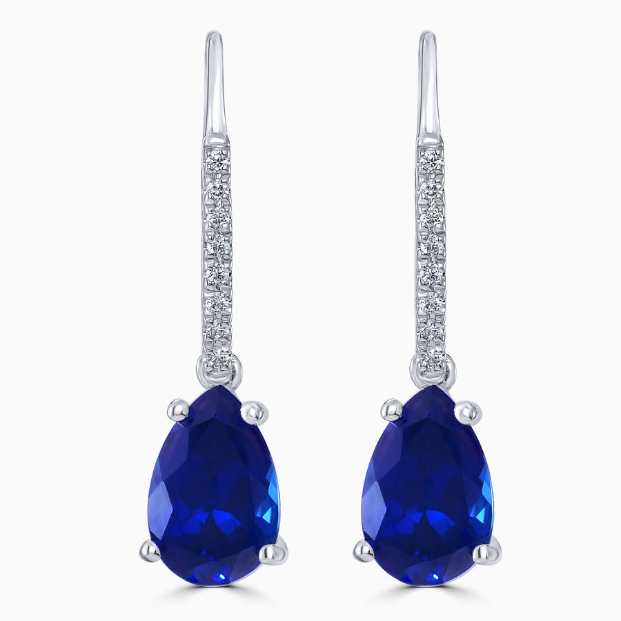 Simulated Diamond 4ct. Pear Brilliant Sterling Silver Drop Earrings