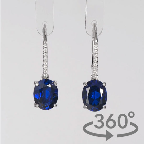 Simulated Diamond 4ct. Oval Brilliant Sterling Silver Drop Earrings