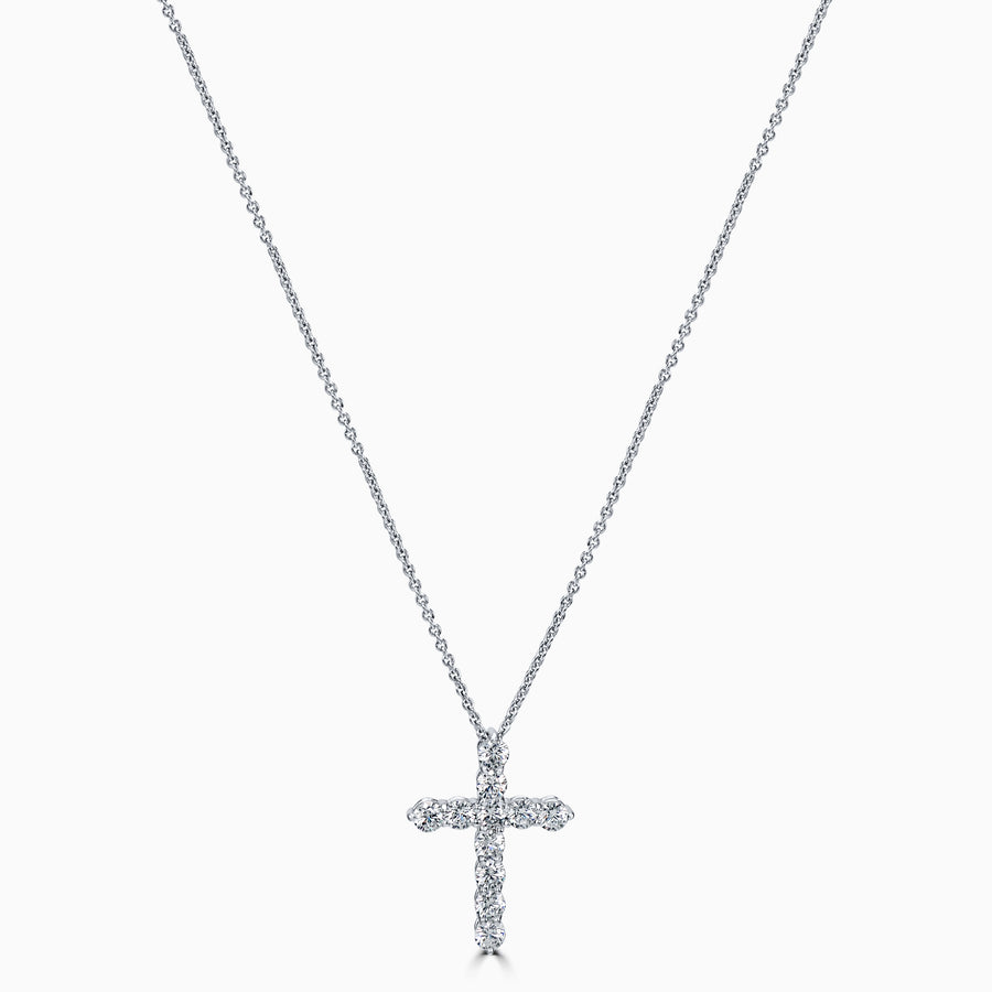 Simulated Diamond Sterling Silver 2ct. Brilliant Cross Necklace