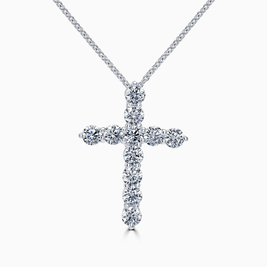 Simulated Diamond Sterling Silver 3ct. Brilliant Cross Necklace