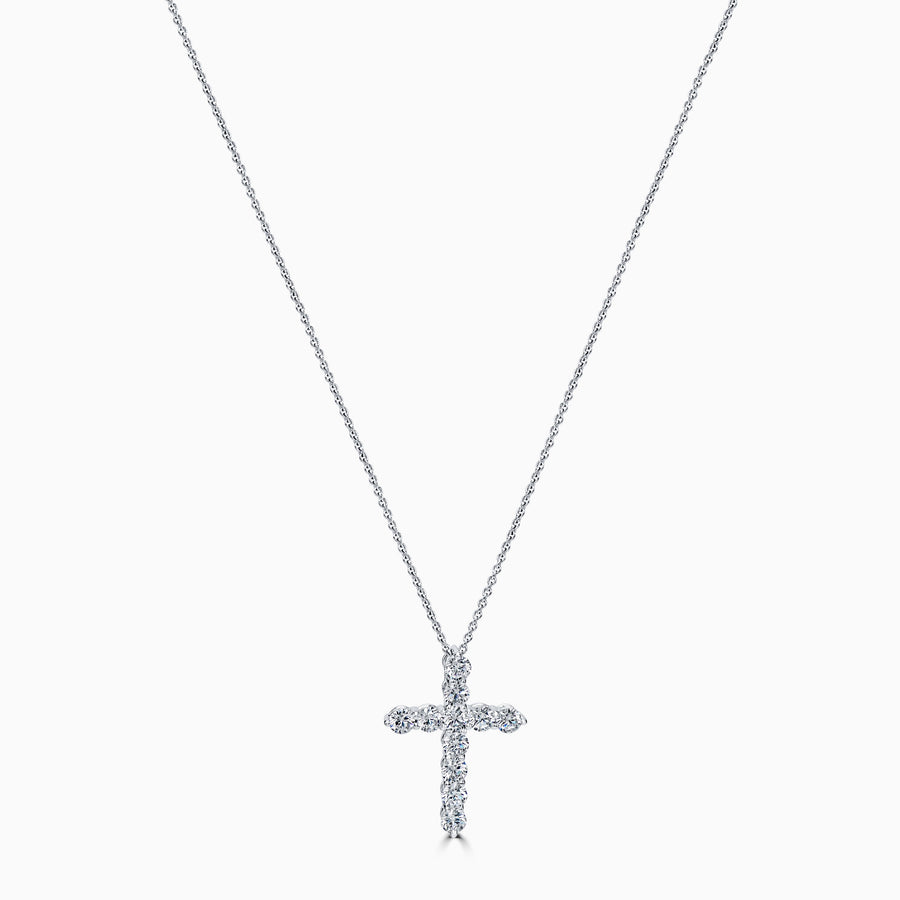 Simulated Diamond Sterling Silver 3ct. Brilliant Cross Necklace