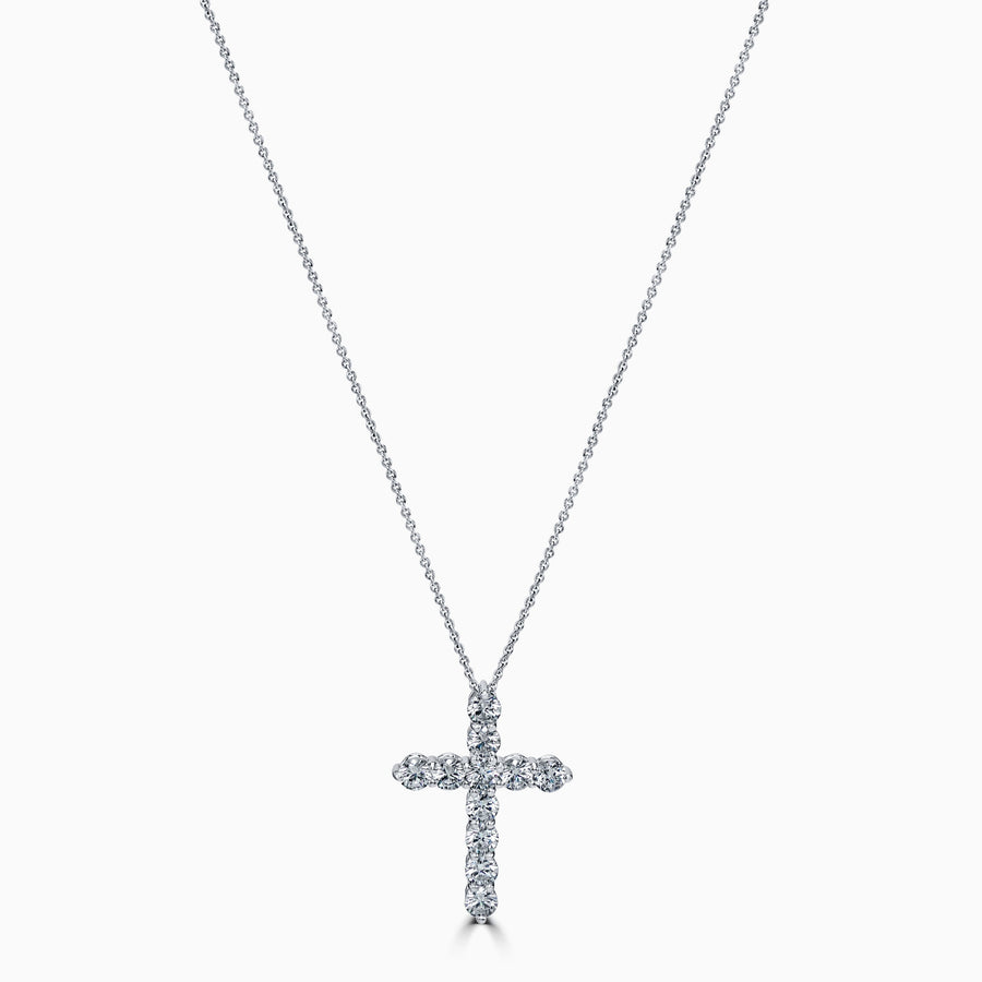 Simulated Diamond Sterling Silver 5ct. Brilliant Cross Necklace