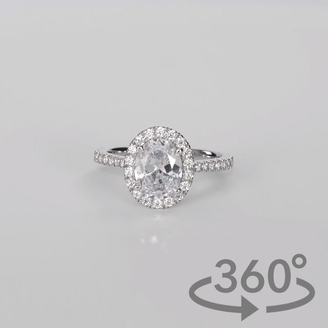 Simulated Diamond 2ct. Oval Brilliant Sterling Silver Ring
