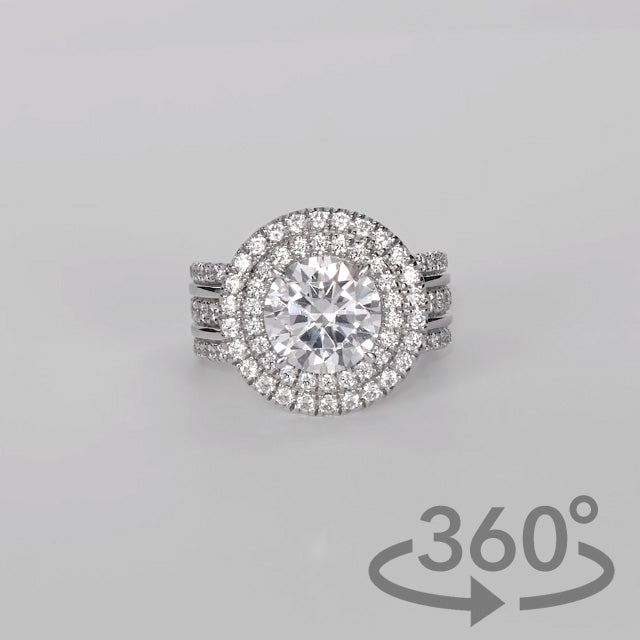 Simulated Diamond 3ct. Round Brilliant Layered Sterling Silver Ring