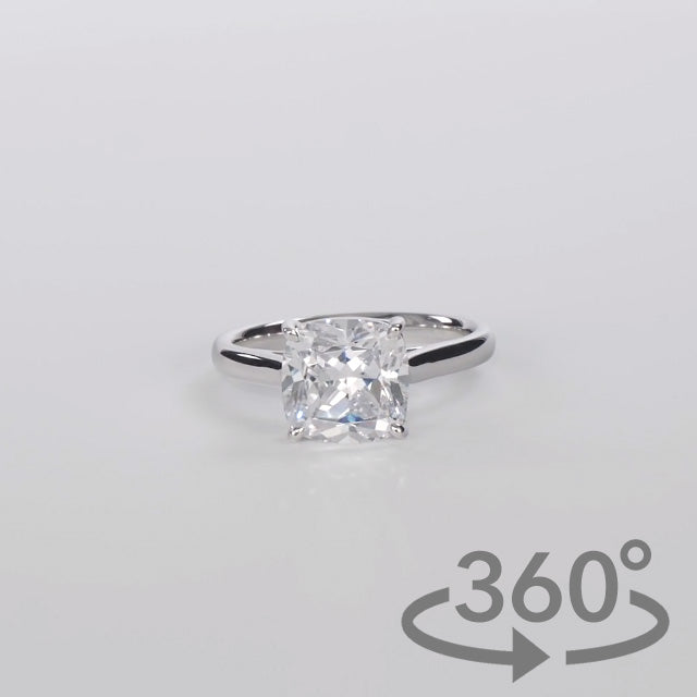 Simulated Diamond 3ct. Cushion Brilliant Sterling Silver Ring