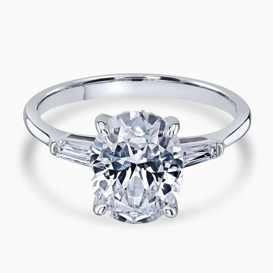 Simulated Diamond 2ct. Oval Brilliant Sterling Silver Ring