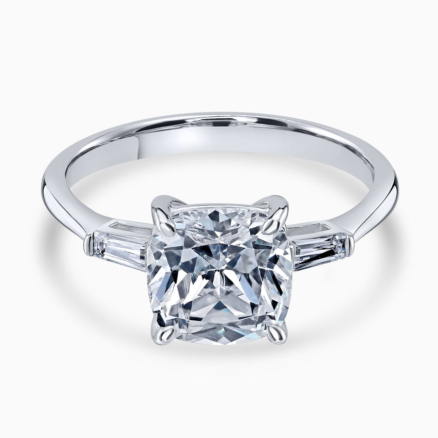 Simulated Diamond 2ct. Cushion Brilliant Sterling Silver Ring