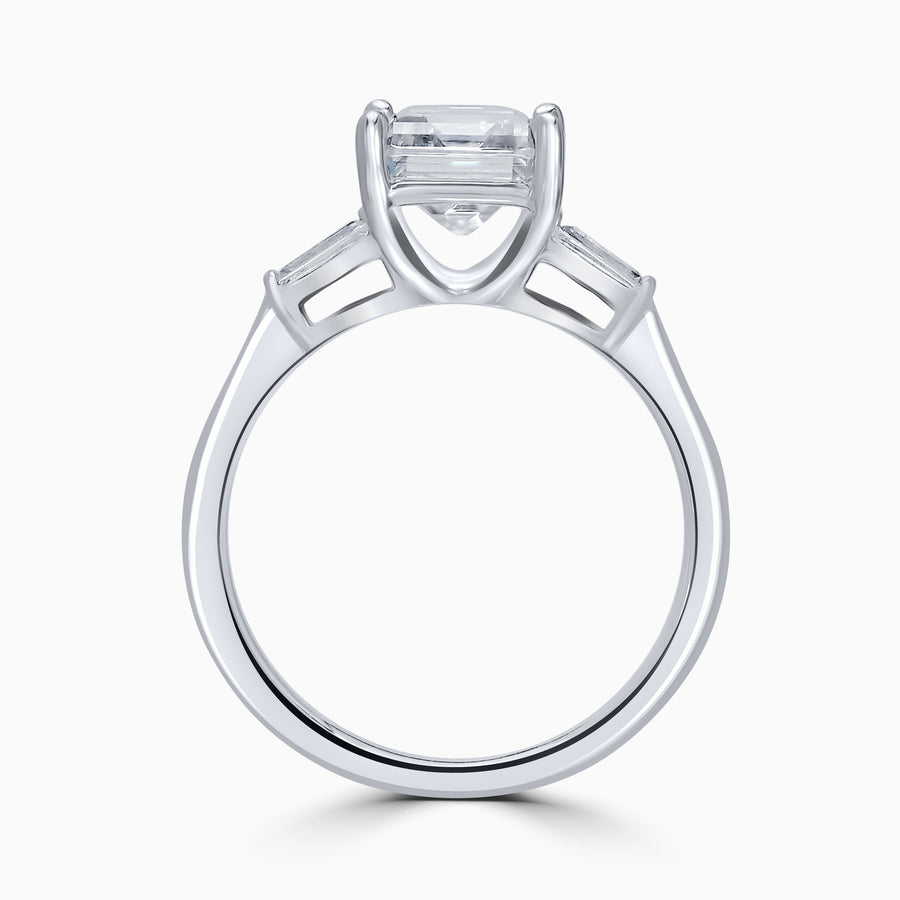 Simulated Diamond 2ct. Radiant Brilliant Sterling Silver Ring