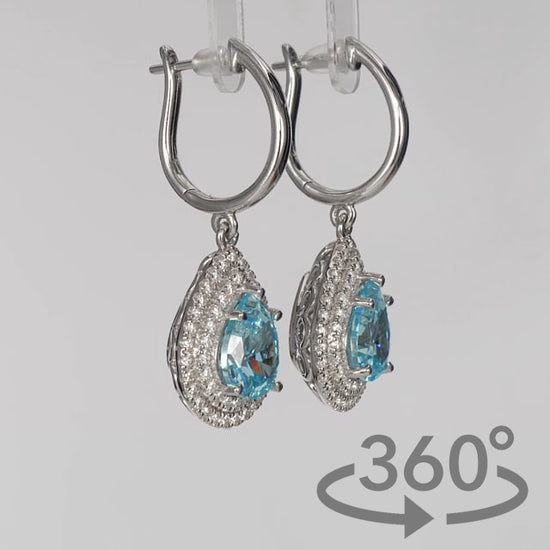 Simulated Diamond 4ct. Pear Brilliant Sterling Silver Earrings
