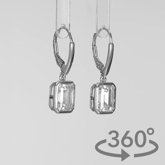 Simulated Diamond 4ct. Cushion Cut Brilliant Sterling Silver Drop Earrings