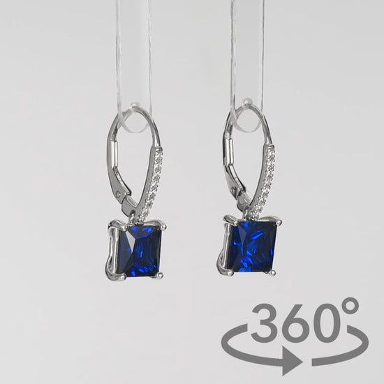 Simulated Diamond 4ct. Princess Brilliant Sterling Silver Drop Earrings